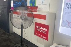 Temporary fans used in a retail store