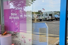 Outside store view of a temporary air conditioning unit in a store