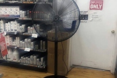 Temporary fan used in a stock room at a local business in NYC